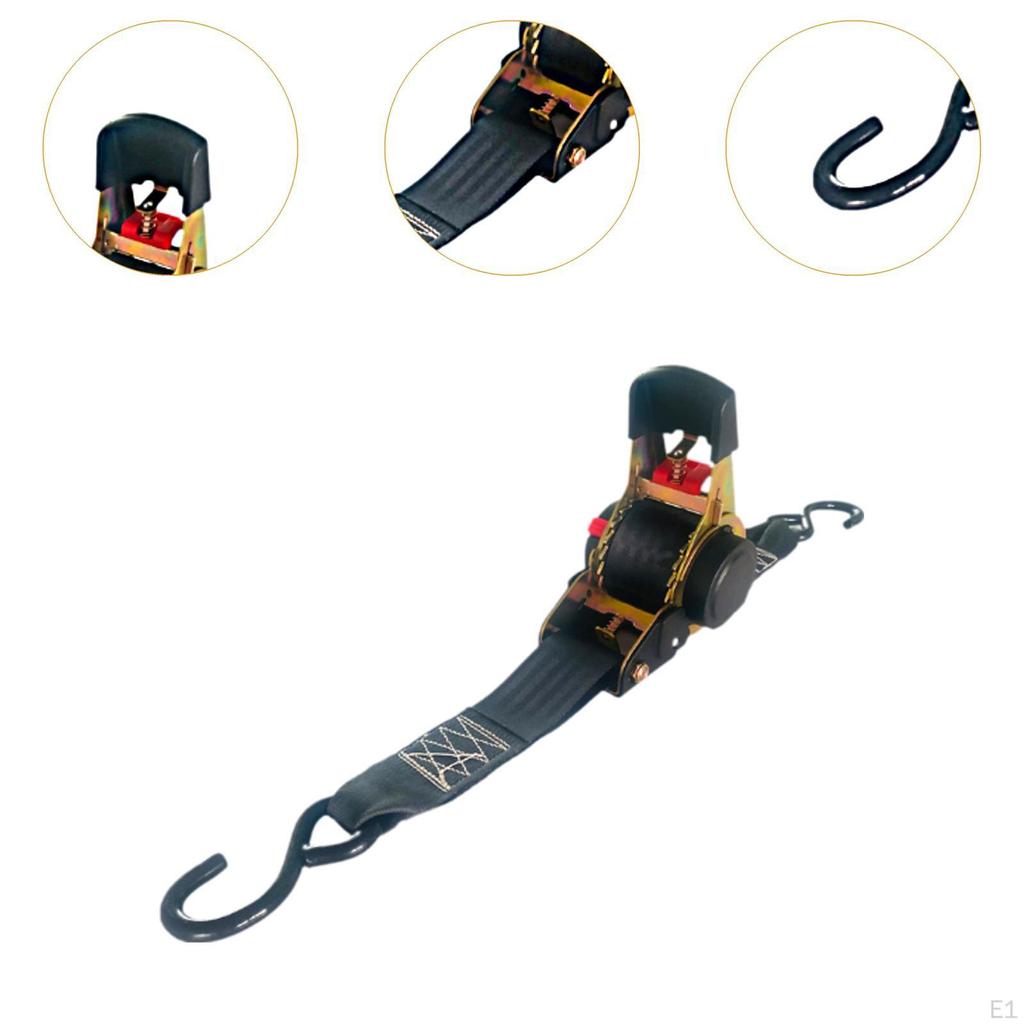 Retractable Ratchet Strap Heavy Duty Easy Self Contained Tie Downs Automatic Shrink