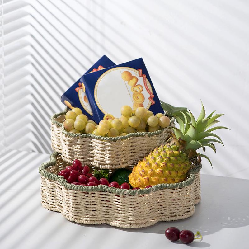1Pc Snack Tray Vegetables Imitation Vine Household Storage Basket Fruits Weave High-capacity Paper Rope