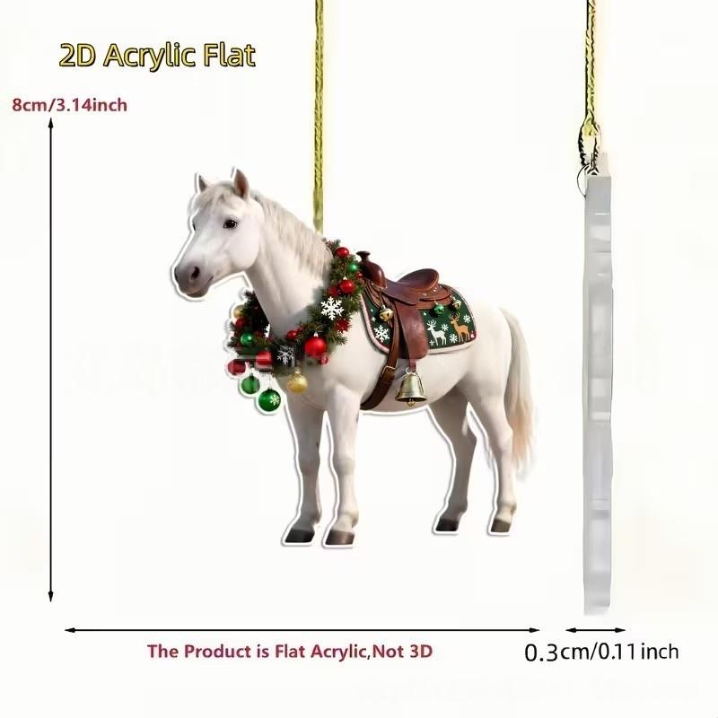 Ornament Pandantiv Acrilic 2D Cal de Crăciun Decor Festiv Pentru Interior Exterior Copaci Decorațiune Agățată Accesorii de Petrecere