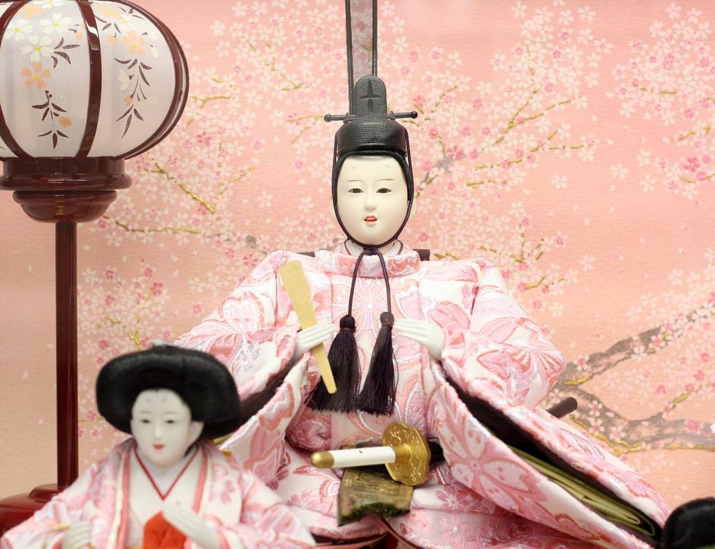Hina Doll Case Decoration Hina Doll Cherry Blossom Pattern Back Five Person Case Decoration Komachi W63 X D38 X H44cm