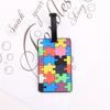 Puzzle Striped Printed Luggage Tag PVC Soft Silicone Card Holder Cartoon Boarding Pass Aircraft Luggage Tags Suitcase Label