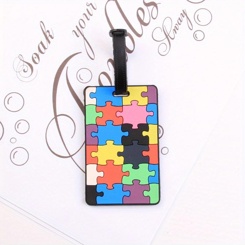 Puzzle Striped Printed Luggage Tag PVC Soft Silicone Card Holder Cartoon Boarding Pass Aircraft Luggage Tags Suitcase Label