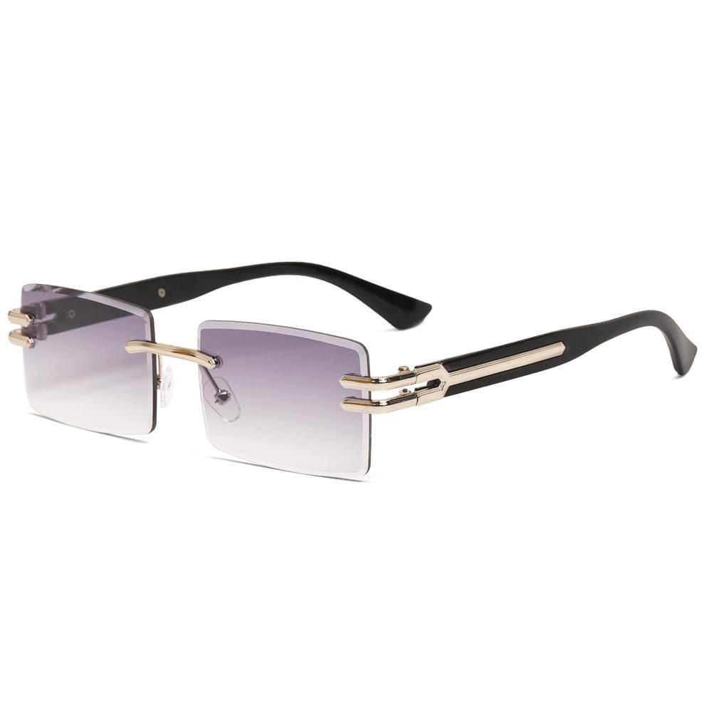 New Frameless Simple and Versatile Metal Frame Sunglasses, High-end Trendy Driving UV-proof Sunglasses