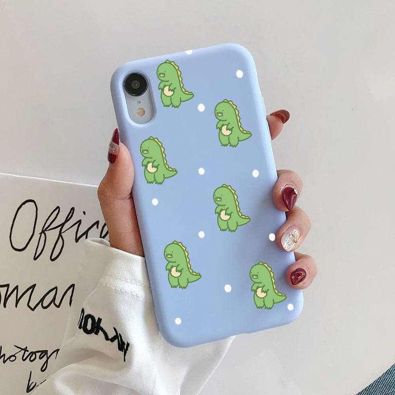 Cute dinosaur Liquid Silicone Phone Case for iphone 13 12 11 Pro Max XR XS X Soft Candy Cover for iPhone 6 6S 7 8 Plus Cases