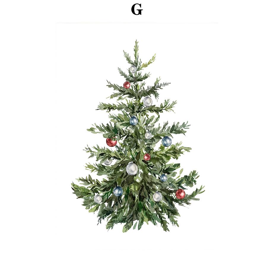 Retro Reindeer Sleigh Christmas Tree Canvas Print Christmas Socks Christmas Wall Art Poster for Modern Nordic Home Decor Gifts