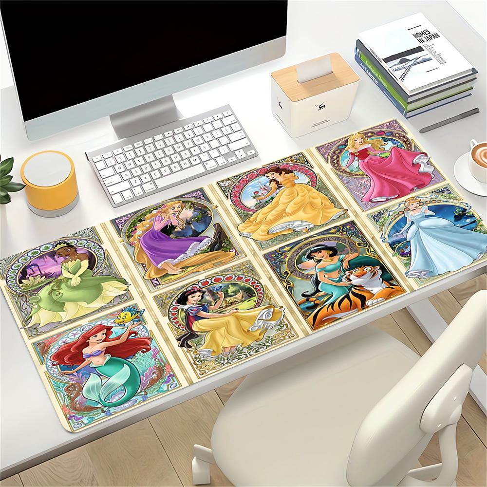 Disney Princesses Art Large Gaming Mouse Pad Nonslip Rubber Base Waterproof Desk Mat For Office Pc Laptop