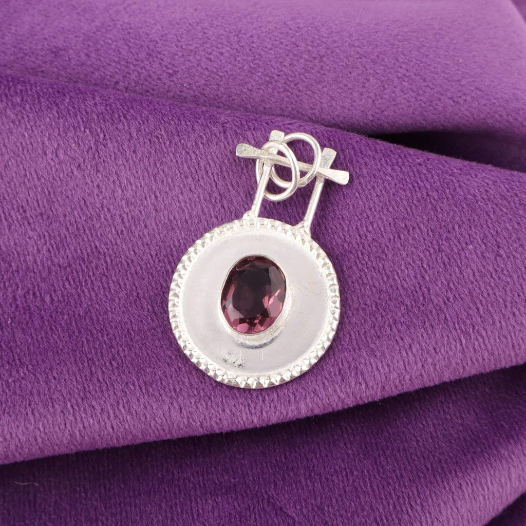 Natural Rhodolite 925 Sterling Silver Sisters Day Mother Gift Ethnic New Pendant PP-57-14