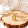 Stainless Steel Saint Benedict Necklace Square Pendant Women's Gold Plated Geometric Necklaces,Holy Jewelry Gift