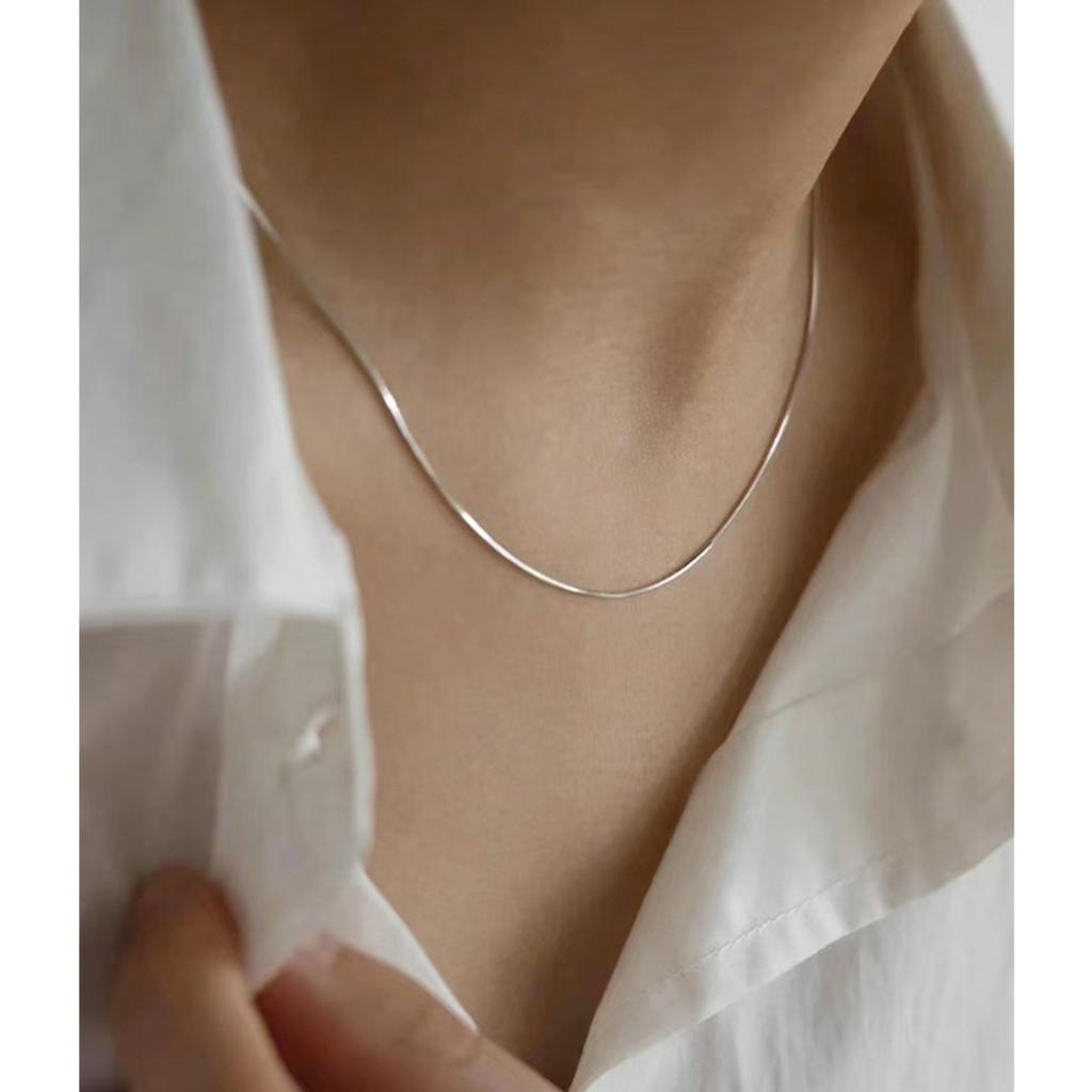 S925 Sterling Silver Necklace Accessories Women's Silver Snake Bone Chain Italian Light Luxury High-end Jewelry