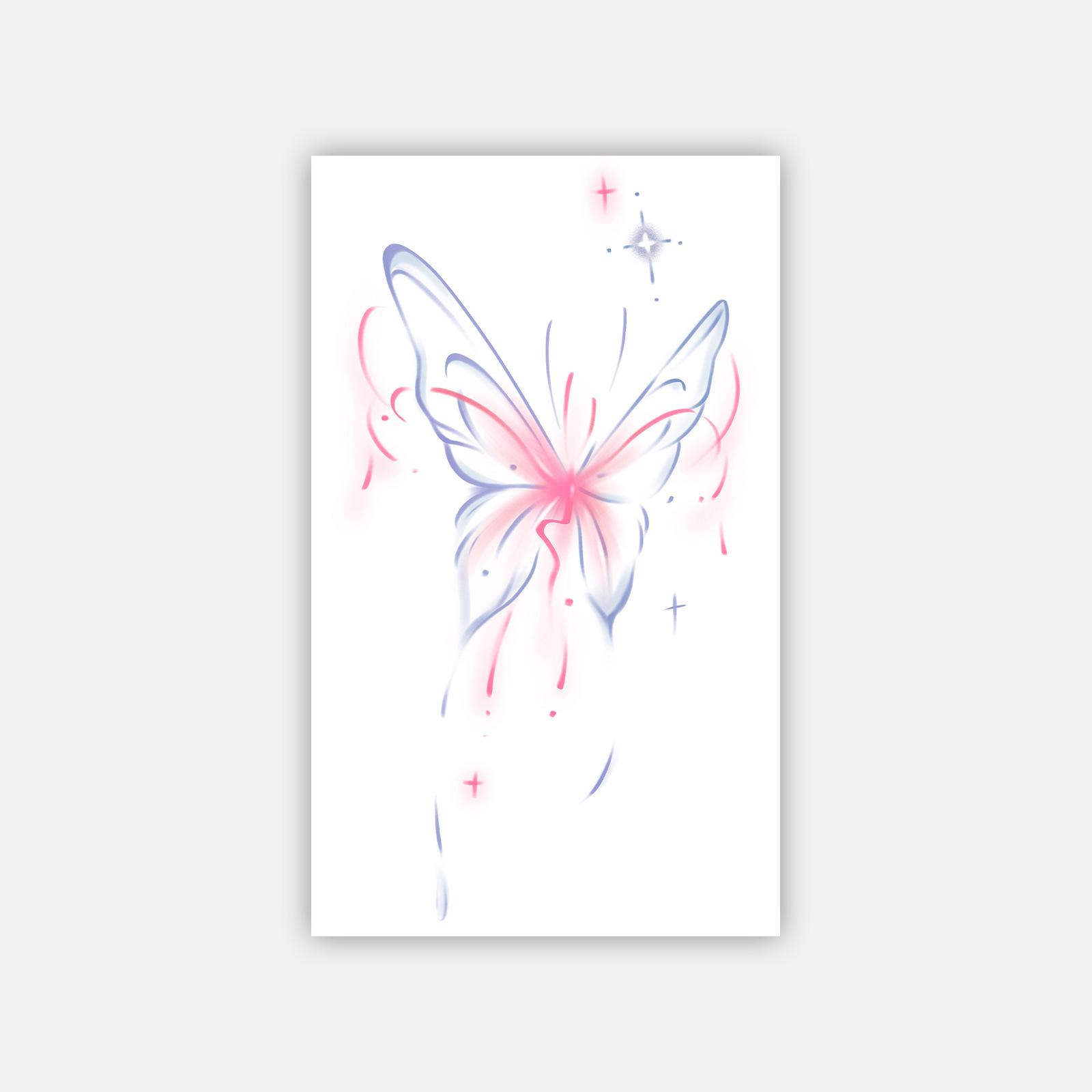 High value personality simple red flower waist collarbone tattoo sticker 6*10