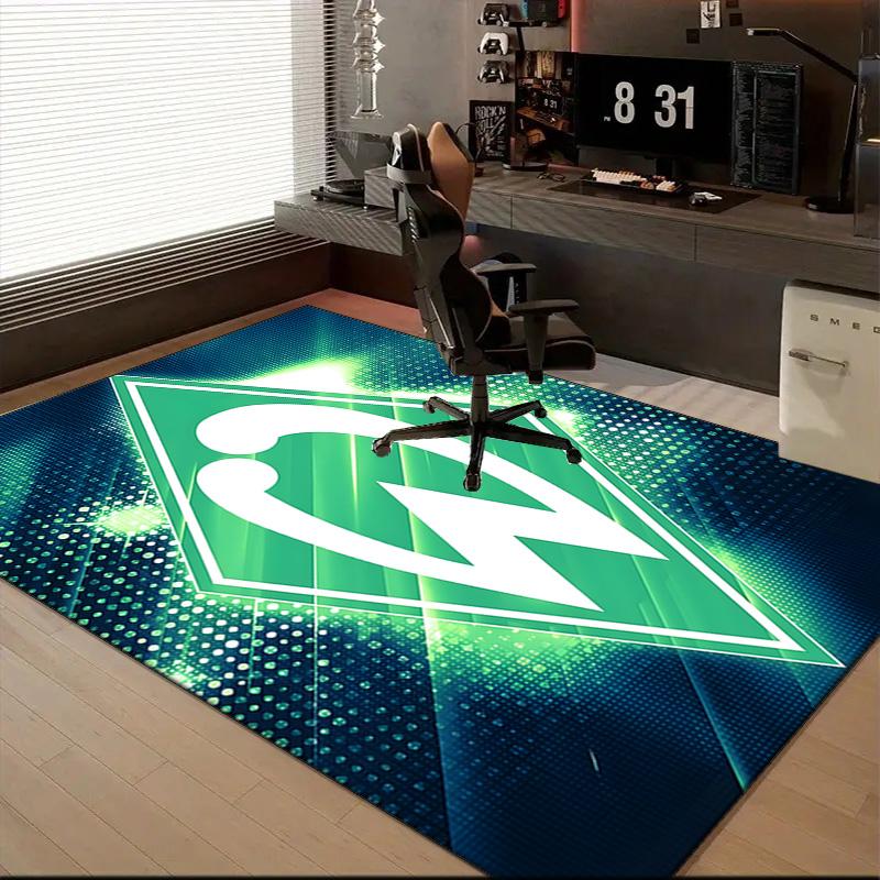 Green Werder Symbol Rug for Living Room, Game Rooms, Office, Bedroom, Office Floor Mat Playful Design, fan gifts Christmas decor