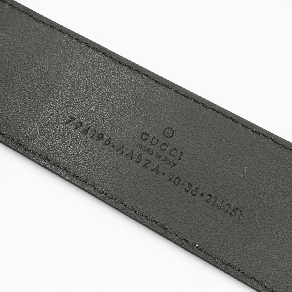 Great GUCCI belt GG pattern interlocking G black leather mens 794196 Used