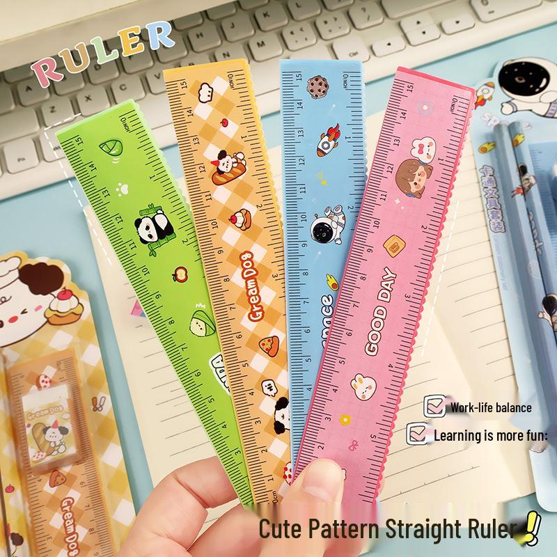 Cartoon Pencil Set with Ruler, Eraser, and Sharpener for Primary Students