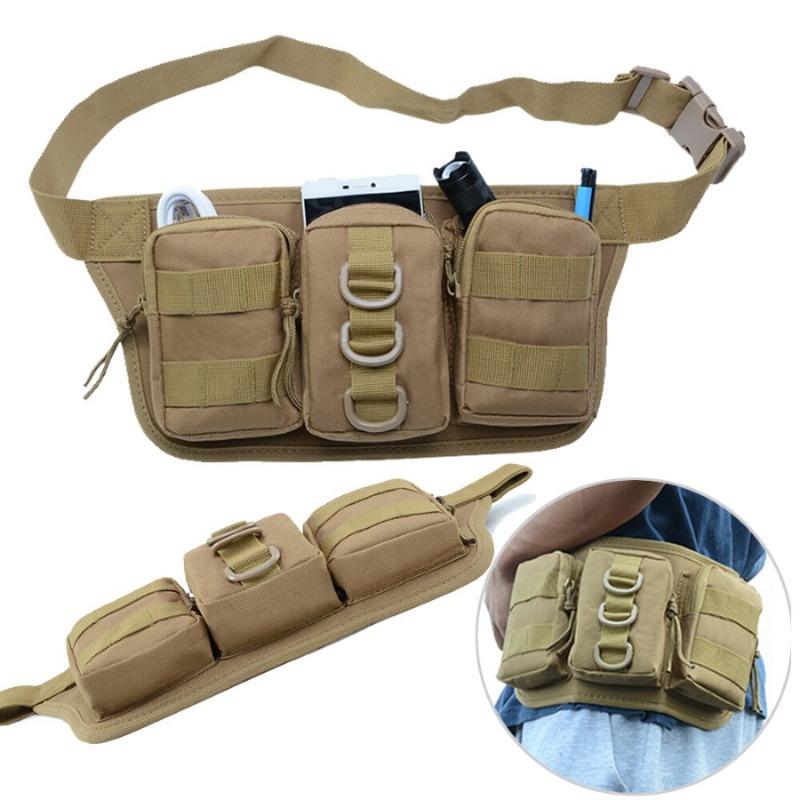 Men's Tactical Waist Bag with System, Hands-Free Outdoor Pack for Camping Hiking Hunting, Durable Nylon Survival Gear