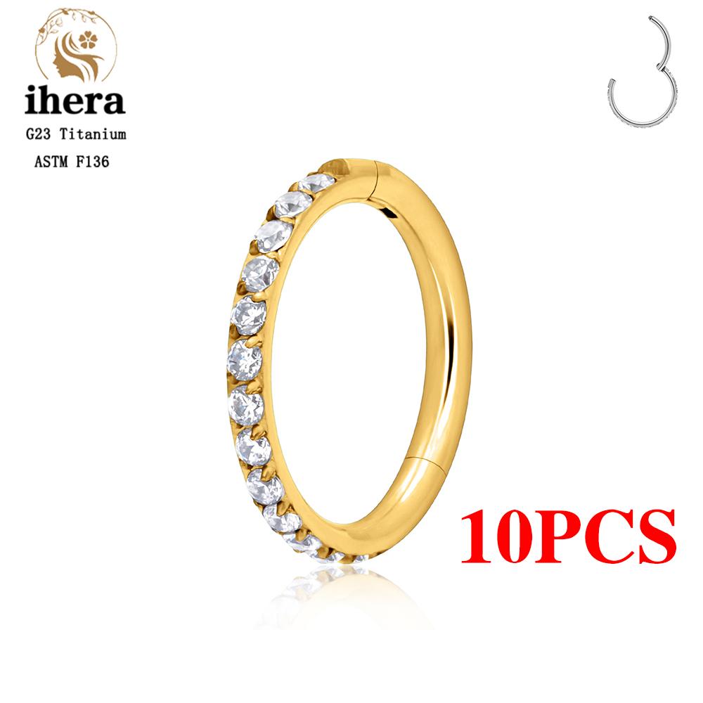 1/10 STKS G23 Titanium Neusringen Septum Clicker Oor Kraakbeen Tragus Helix Daith Oorbellen Hoops 16G 18G CZ Lichaams Piercing Sieraden