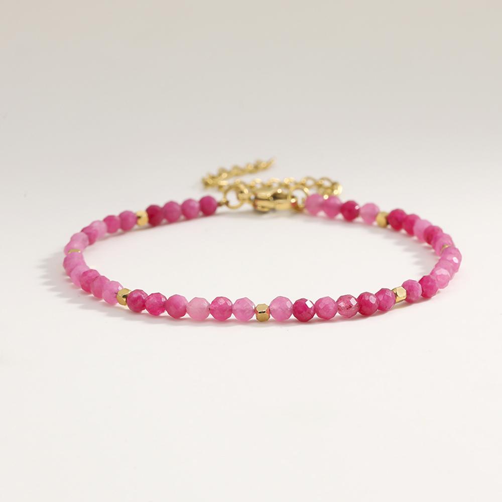 Muliti-color 3mm Faceted Nature Stone Beaded Bracelet For Women Shiny Stainless Steel Square Spacers Exquisite Party Gift