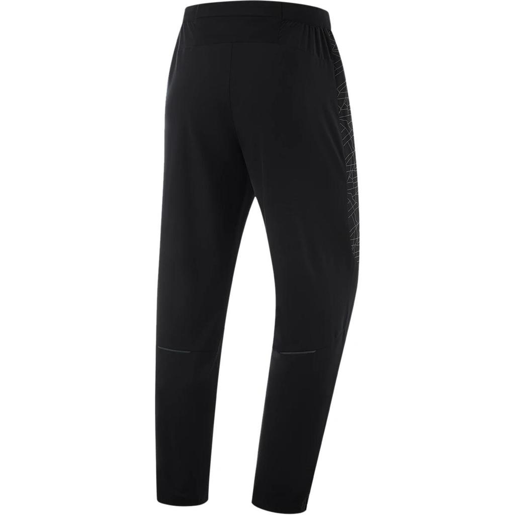 Li Ning Running Series Solid Color Mid Waist Drawstring Comfortable Breathable Versatile Sports Long Pants Men Bottoms Black AYKU109-1