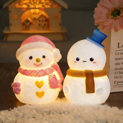 Für Weihnachten LED Nachtlicht Neuheit Ambiente Lampe Touch Control Wiederaufladbar Hängend Schneemann Nachttisch Feiertagsdeko Silikon
