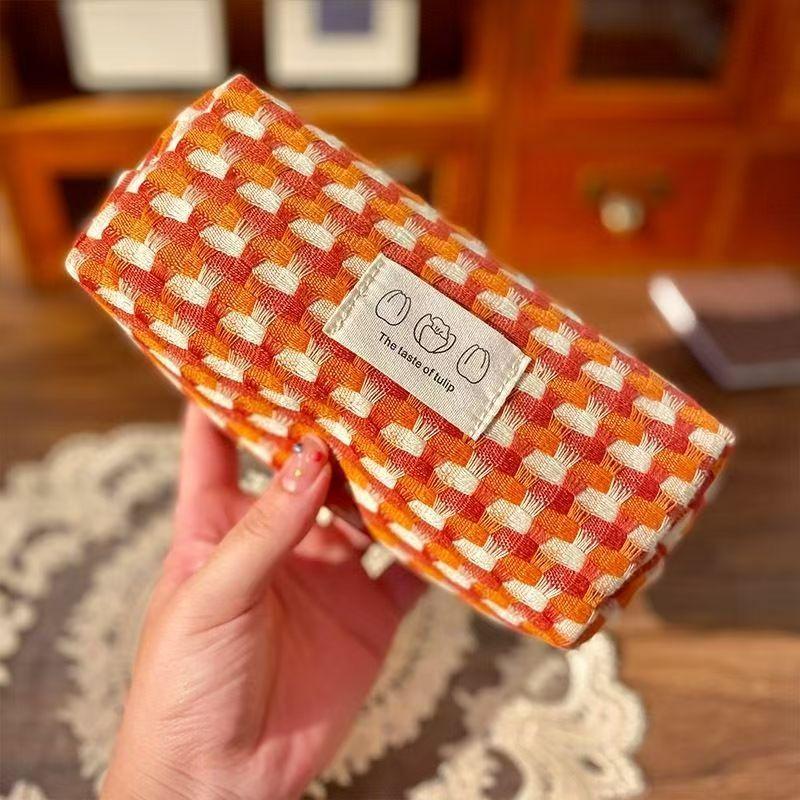 Crocheted Stylish Pencil Case—Cute and Minimalist Storage Pencil Case for Students—Large-Capacity Stationery Organizer