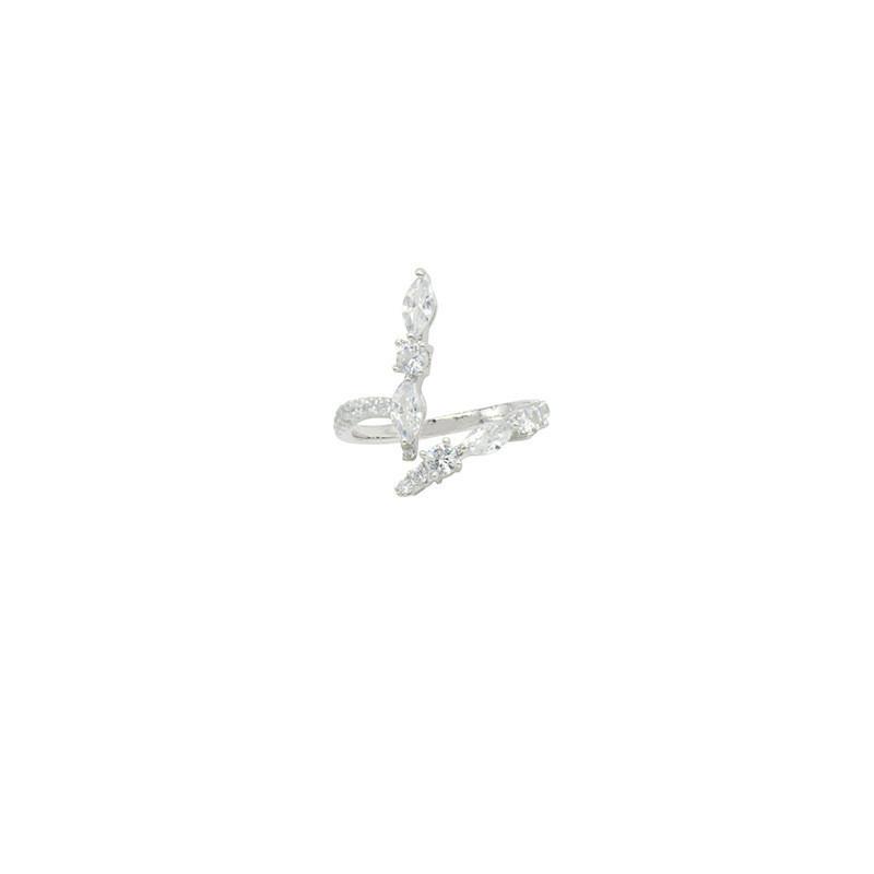Copper Adjustable Chic Ring For Women With Irregular Geometric Style And Shimmering Zirconia For Fashion Lovers