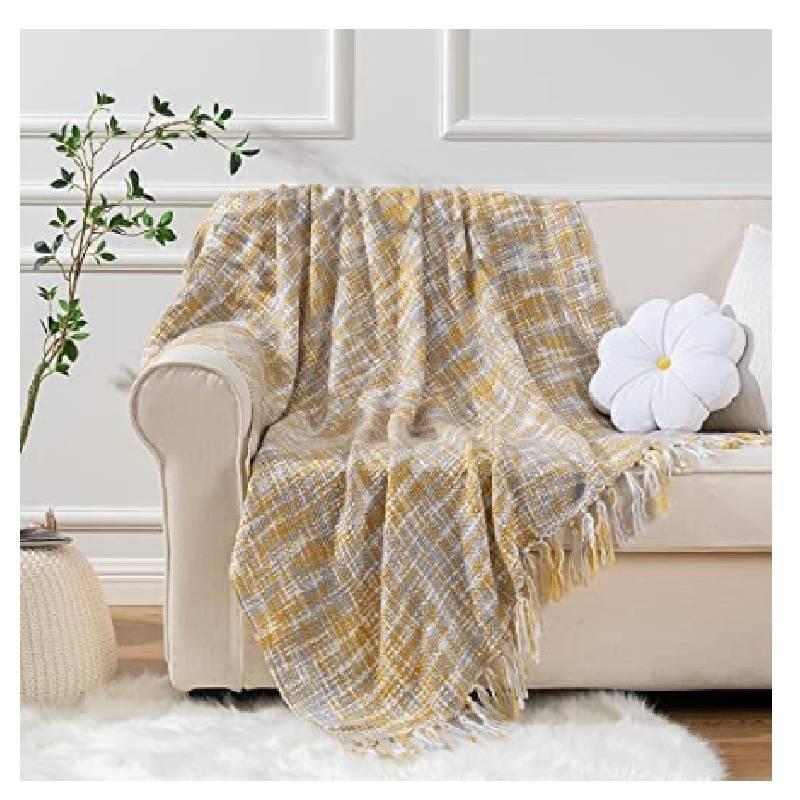 Soft And Luxurious Acrylic Sofa Throw Blanket In Vibrant Floral And Orange Colors