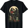 Gothic Angel with Roses Before the Moon - Goth T-Shirt