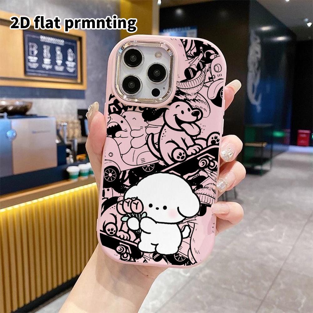 Phone Case: 2D Flat Design, Suitable for iPhone 18, 17, 16, 15, 14, 13 Pro Protective Case, White Curly Puppy, Perfect Christmas and Halloween Holiday