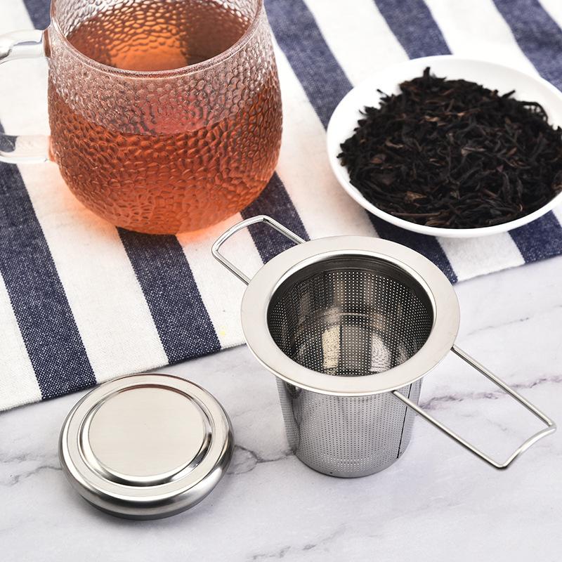 304 Stainless Steel Tea Strainer, Household Tea Infuser, Tea Filter, Long Handle with Lid, Tea Set