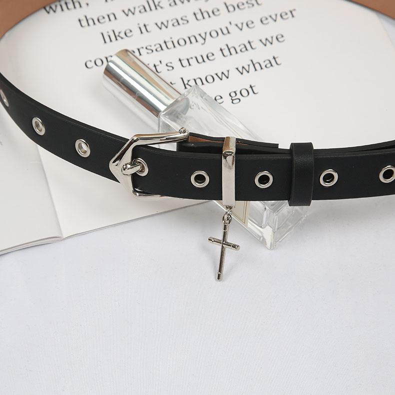Pin Buckle Casual Simple Belt Personalized Button Head Jeans Dress Decorative Black Belt