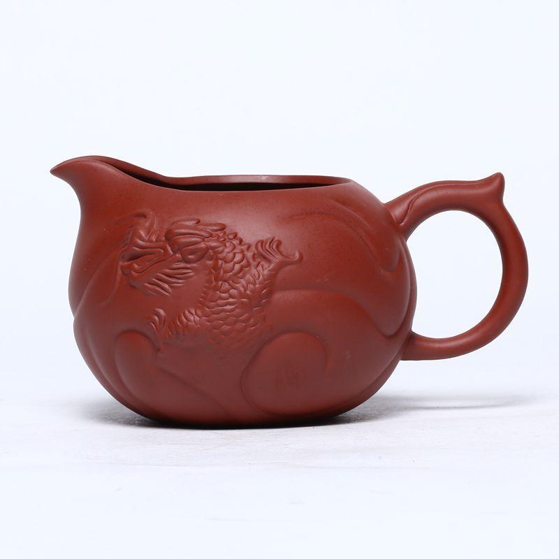 

340 мл изысканный кувшин для чая из фиолетовой глины Исин, ручная работа, чашка правосудия в форме рыбы и дракона, разделитель сырой руды, китайский чайный сервиз «Цзыша» в форме чахай