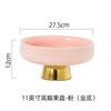 Color Stripe High Foot Shape Ceramic Plate Living Room Fruit Plate Dessert Bowl  Snacks Dishes Home Furnishing Trinket Dish