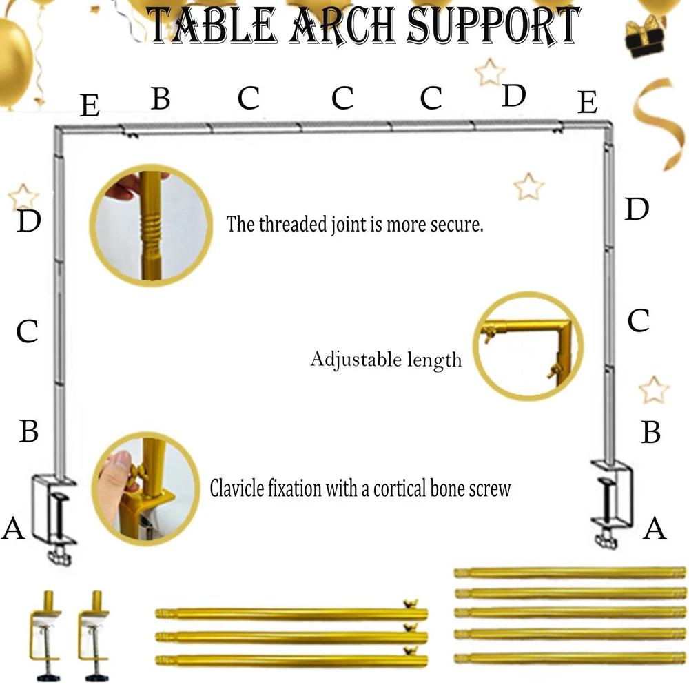 Runtow Gold/Black Metal Adjustable Table Frame,Wedding Table Pole Bracket, Wedding Party Decoration Frame