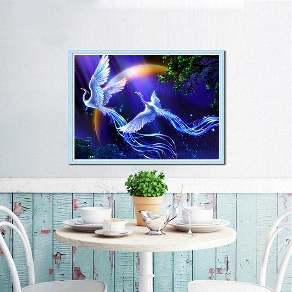 Diamond Painting White Phoenix Rhinestones 5D DIY Full Round Cross Stitch