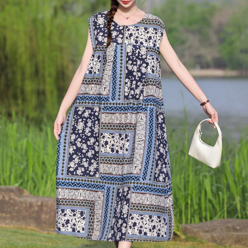 Robe d'été Vintage grande taille pour femme, surdimensionnée, ample, sans manches, décontractée, élégante, longue