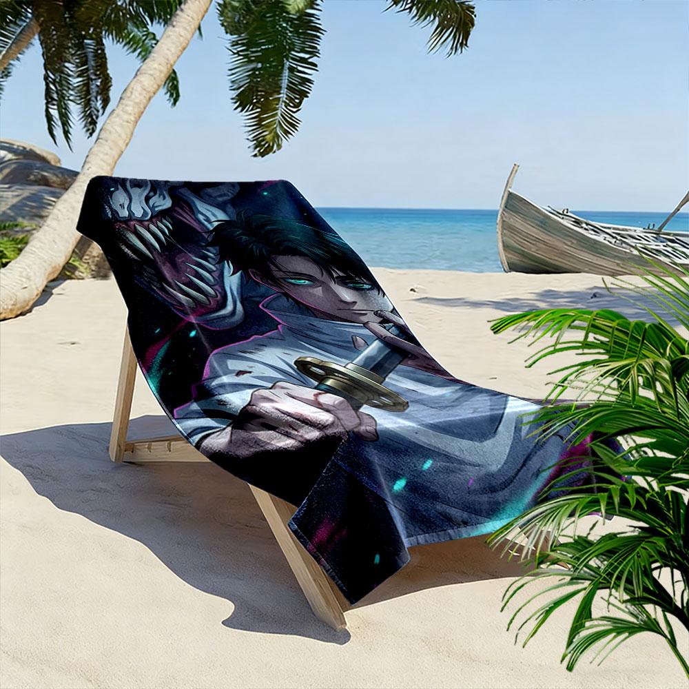 Enigmatic Warrior's Shadow. Print Beach Towel, Quick Drying, Suitable for Travel, Outdoor Sports, Jogging, the Beach and Swimming, Gift