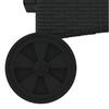 Sun Lounger with Wheels and Cushions Black Poly Rattan