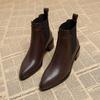 2026 New Women's Chelsea Boots for Autumn/Winter - Pointed Toe Ankle Boots, Leather Mid-Heel Pumps, French Retro Short Boots