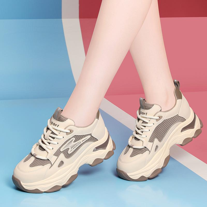 Sports shoes women's dad shoes women's spring and autumn new versatile thick-soled soft-soled heightening casual shoes women's shoes