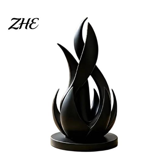 Moderne minimalistische Raumakzente 3D-gedruckte abstrakte Flammen-Skulptur, verdrehte Kunst, anspruchsvolle Home-Office-Dekorationsstatue für Schreibtisch und Regal, kreativ