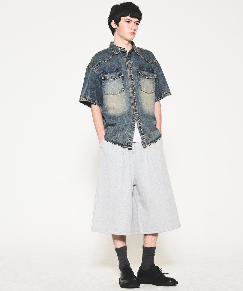 Eonoideu Single-Pleat Bermuda Sweat Shorts Lq7Pu491_Melange Grey