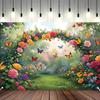 2D Magical Garden Backdrop, Flower Arch & Butterfly Banner, Bridal Shower Party Decor