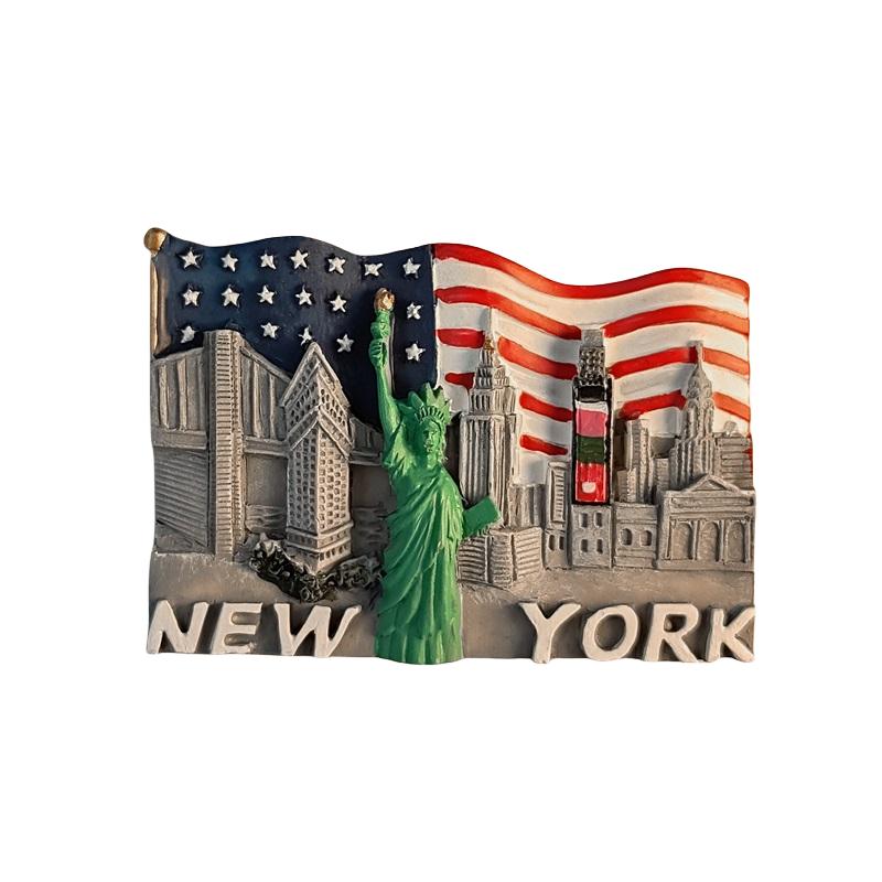 America New York National Flag Landmark 3D Stereoscopic Tourism Souvenirs Resin Painting Decoration Home Refrigerator Magnets