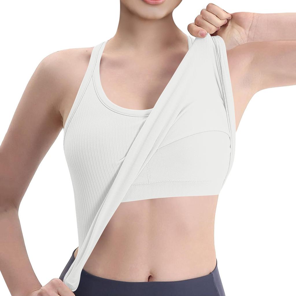 Breathable And Shock-absorbing Sports Bra With Chest Cushion And Herringbone Thread Top For External Wear