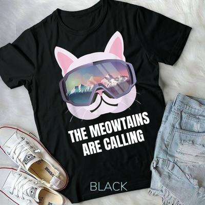 Ski Goggles Funny Skiing Snowboarding T-shirt The Meowtains Are Calling T-shirt