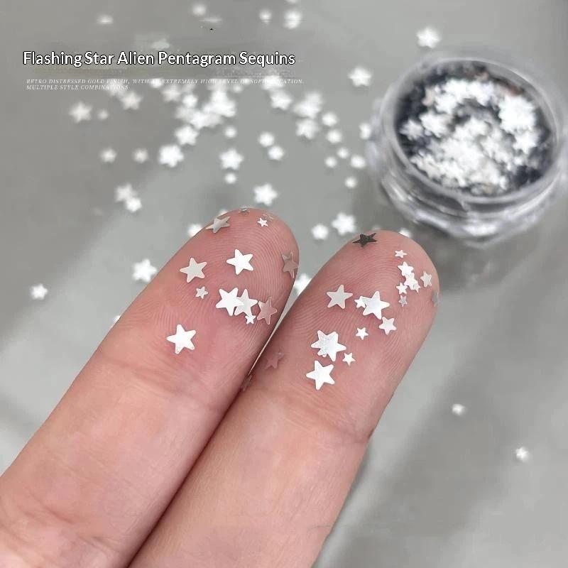 1 Box Shiny Mini 1Mm Five-Pointed Star Nail Accessories Handmade Wearable Nail Materials Decoration