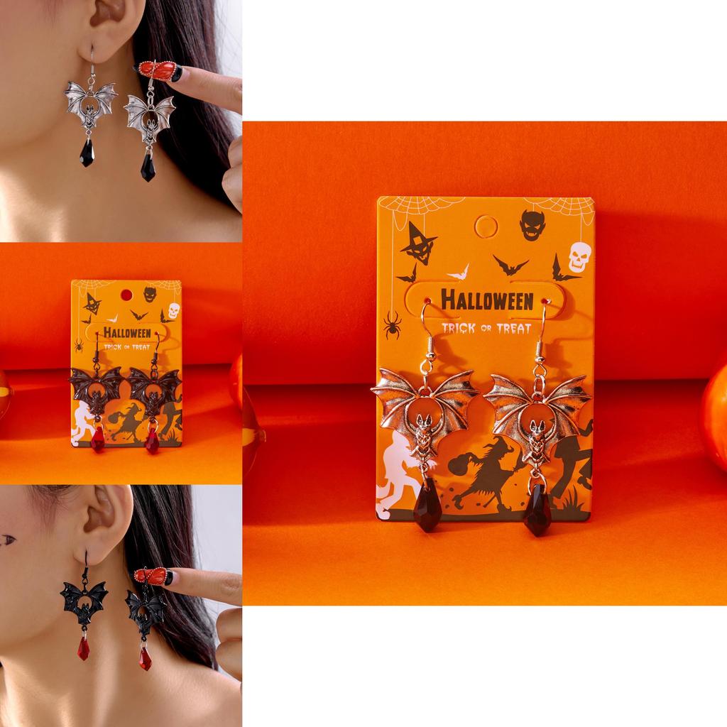 Vintage Halloween Fledermaus Ohrhänger für Damen mit galvanisch beschichtetem Legierungsschmuck