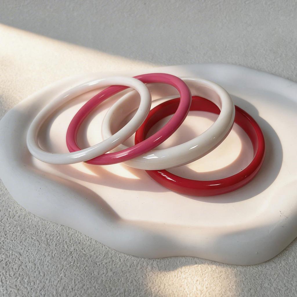 Fashion 4Pcs/Set Rose Resin Bracelet Color Blocking Acrylic Bangles Set Handmake 2026 Trendy Designer Woman Bracelet Jewelry