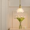 Romantic French Petal Glass Chandelier - Japanese Brass Bar Counter, B&B Living Room, American Retro Bedroom, Bedside Hanging Lamp
