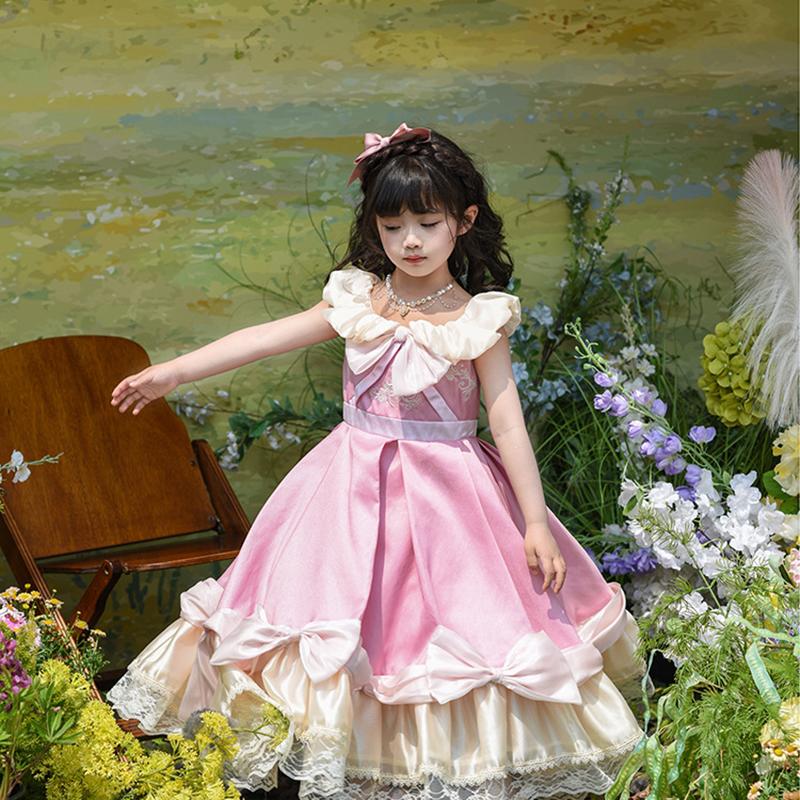 Dziewczęca sukienka Lolita na imprezę, letnia, wiktoriańska, retro, Lolita, elegancka, księżniczka, dziecięca suknia balowa