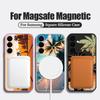 Seaside Coconut Print Case For Samsung Galaxy S26 Ultra S25 FE S24 S23 S22 Plus S21 FE Built-in Metal Plate Magnetic Silicone Cover